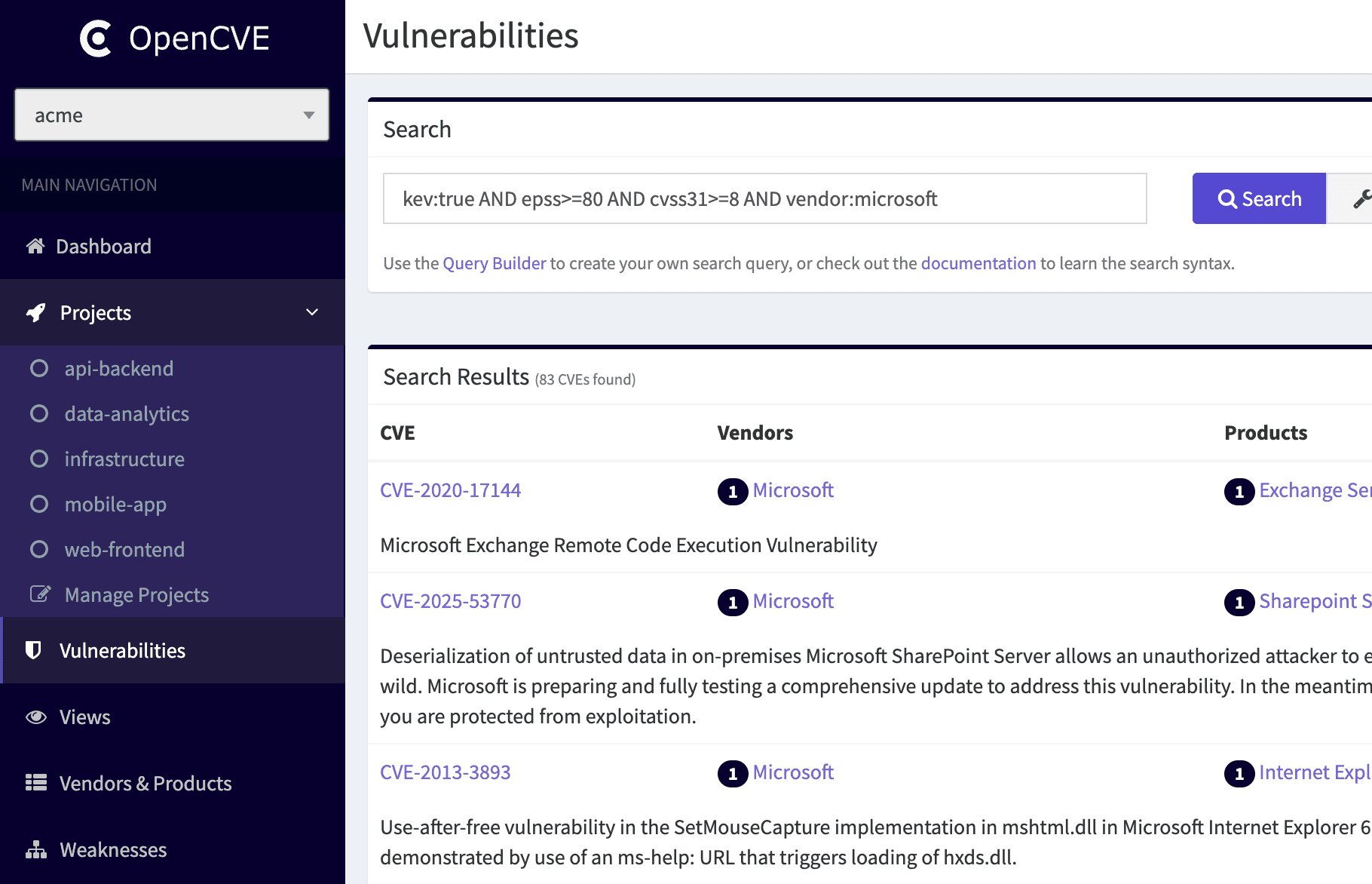 CVE List Management Interface